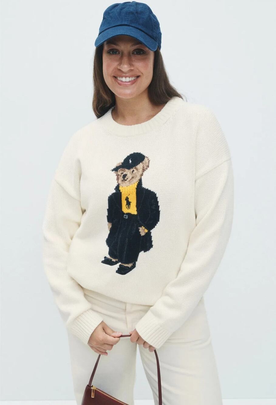 Polo Ralph Lauren Cotton Bear Long Sleeve Crew Neck Pullover Women Size XS